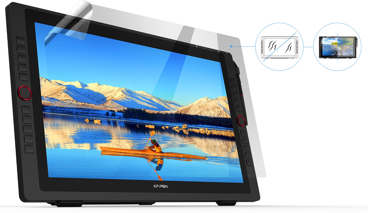 tableta gráfica profesional con pantalla XP-Pen Artist 22R Pro con una película protectora